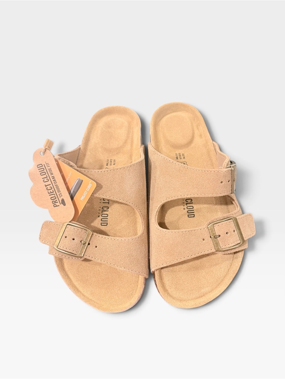 Project Cloud Women's Tan Double-Buckle Slide Sandals